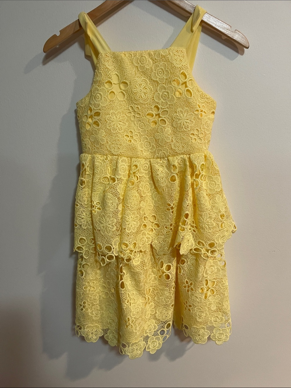 Kensie Girl Yellow Lace Tiered Dress  SZ 10